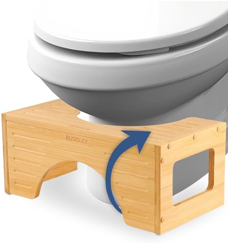 BUDDLEY Toilette hocker klappbar - toilettenhocker Bambus - Klohocker für die richtige Haltung - Toilettenhocker - WC Hocker - Natürliche Hockposition - (Bambus natürlich)