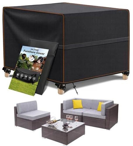 MUPAS Abdeckung Gartenmöbel Wasserdicht Winddicht Schwerlast 420D Oxford Gewebe Verbessertes Abdeckplane Gartenmöbel für Outdoor-Sofa Gartentische, Stühle und Möbelsets 160 x160 x71cm