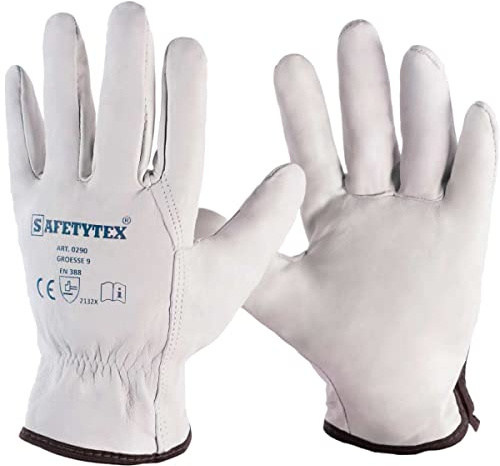 Safetytex Nappaleder Arbeitshandschuhe Naturfarben (Gr.9, 3 Paar) | Leder Schweißerhandschuhe, robuste Montagehandschuhe, optimaler Schutz, höchste Ansprüche, langlebig