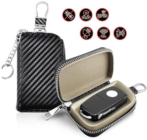FOVNOT Faraday Tasche für Schlüssel Anhänger, 2 Stck Faraday Auto Schlüssel Fall Faraday Käfig Abschirmung Tasche Auto RFID GPS Signal Abschirmung Tasche Signal Blockierung Anti-Diebstahl-Tasche