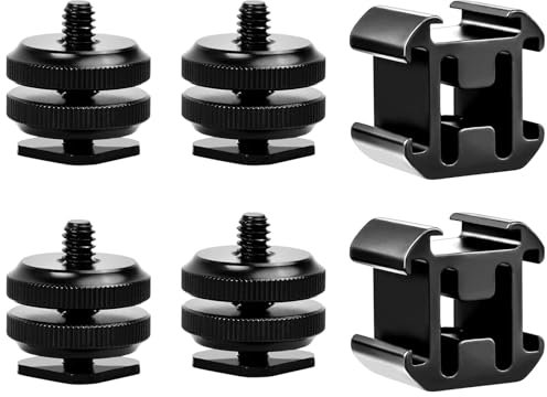 6PCS Adaptateur de Griffe De CaméRa, Patin Chauffant Adaptateur de Griffe de caméra Ajustable, 1/4-20 Adaptateur Support pour Microphone Flash Enregistreur Accessoires de CaméRa