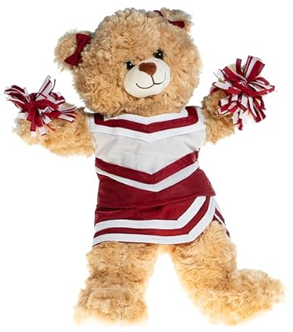 Plush Gear Maroon and White Cheerleader Outfit for 14 to 18 inch Stuffed Animals, Soft and Durable Costume, Ideal for Cheerleading Fans and Toy Collectors