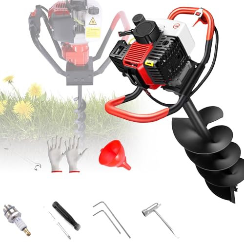 Perceuse de trou à 2 temps alimentée au gaz – Moteur de creusement de terre avec forets hélicoïdaux pour plantation de jardin agricole – Tiges d'extension incluses