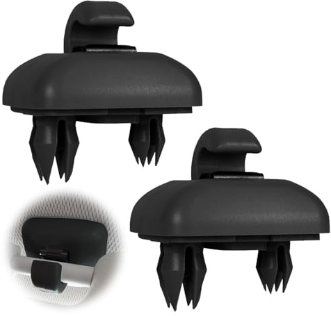 2 ganchos para visera de sol para Audi, soporte para parasoles, color gris interior, gancho de clip para parasol, universal, compatible con A1 A3 A4 Q3 Q5 (negro)