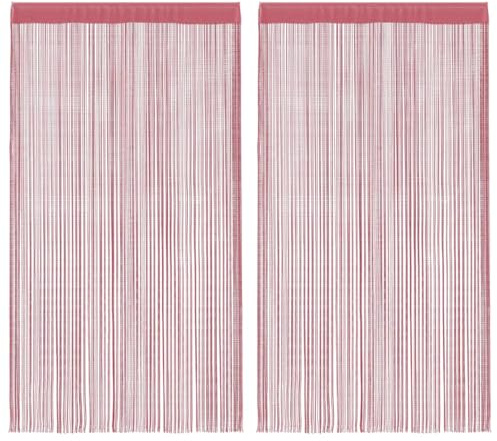vidaXL Rideaux à Fils 2 pcs Rose 100x250 cm, Rideau à Franges, Rideau à Passe-Tringle, Rideau à Franges à Fils, Rideau à Fils de Porte
