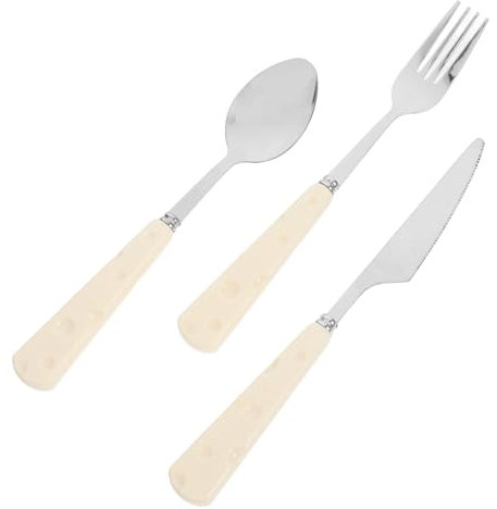 Mikinona Juego De Cubiertos De Acero Inoxidable Con Mango De Queso Y Tenedor De 3 Piezas Juego De Cubiertos Para La Cena Para Ocasiones Formales O Informales