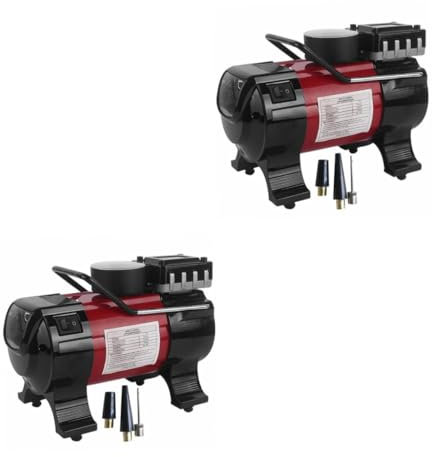 UKCOCO 2st Auto Luftpumpe Schwere Luft Elektrische Pumpe Aufblasgerät Erhaltungsladegerät Usb-reifenfüller Kompressor Autoreifen Reifenpumpe Mit Manometer Auto Reifeninflator Rot