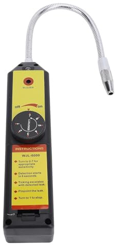 BOROCO HVAC Detector de Fuga de Refrigerante 7 Sensibilidad Tester de Fuga de Gas Freón Ajustable para EL Aire CONDICIÓN R22 R410A R134A R1234YF (Sin luz LED)