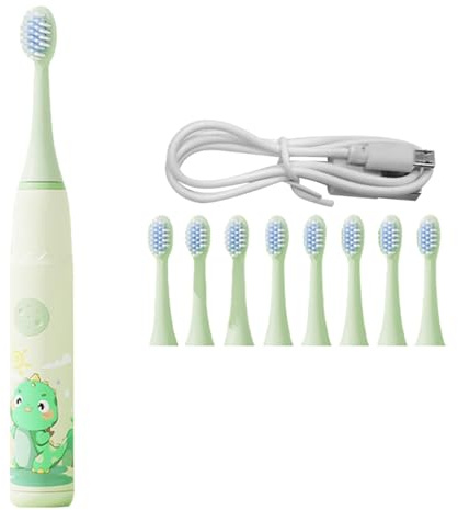 Cepillo de dientes eléctrico para niños y niñas con 6 cabezales de cepillo de dientes eléctrico de dibujos animados