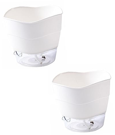 VANZACK 2pièces Pot De Fleurs Plastique avec Corde Absorbante Pot à Arrosage Automatique pour Plantes Contenant pour Jardinière Intérieure Et Extérieure