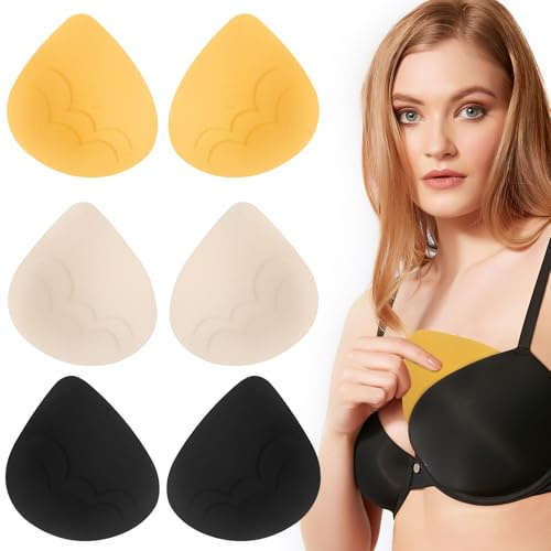 APOMOONS 3 Paar Abnehmbare BH Einsätze, 3 Farben Atmungsaktive BH Einlagen Push Up Pads, Push Up Einlagen Erhöhen 1-2 Cup Größen, BH-Einlagen für Tanktops Wickel Badeanzüge Bikini