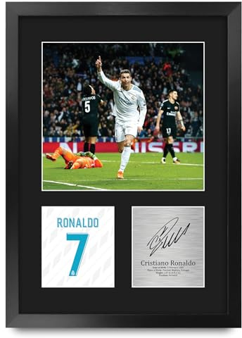 HWC Trading Cristiano Ronaldo Real Madrid Geschenke Gedrucktes Signiertes Autogramm Foto für Fußball Anhänger and Fans - A3 Porträt Gerahmt