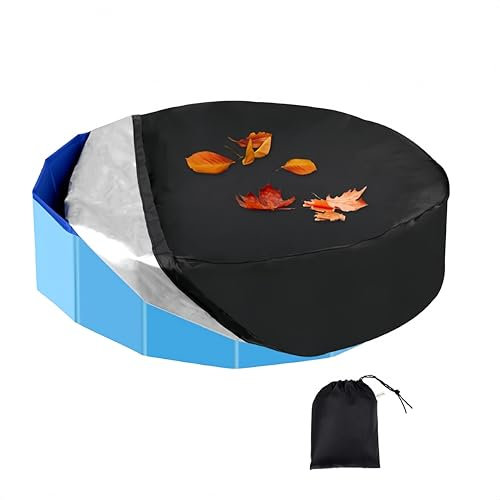 Rund Poolabdeckung, Abdeckung für Hundepools, Whirlpools, Wetterfeste Universalabdeckung für Vier Jahreszeiten, Faltbarer UV Beständiges Schwimmbadabdeckung für Kinderpool (Schwarz, 190 * 90cm)