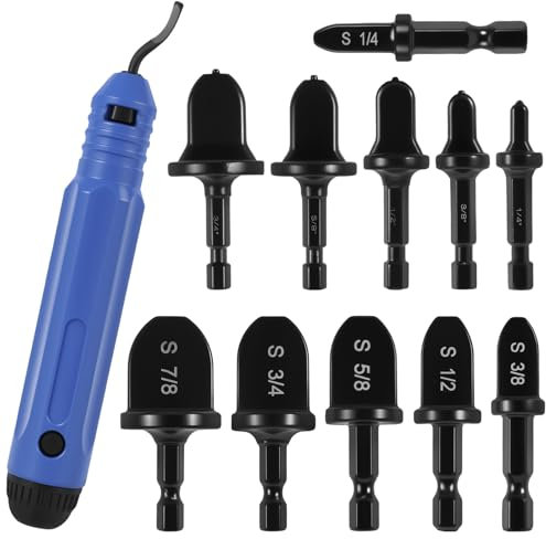 Lot de 11 outils d'ébavurage manuels universels en métal avec poignée hexagonale - Outil d'ébavurage rotatif à 360° - Pour plastique, métal, aluminium, PVC, acier, impression 3D