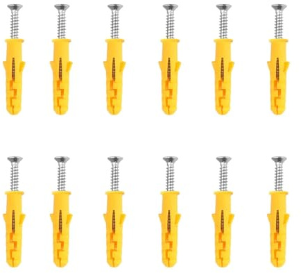 12Sets Heavy Duty M10x50mm Masonry Brick Wall Plugs and Concrete Screws for TV Bracket Aerial Satellite Fence Shelves
