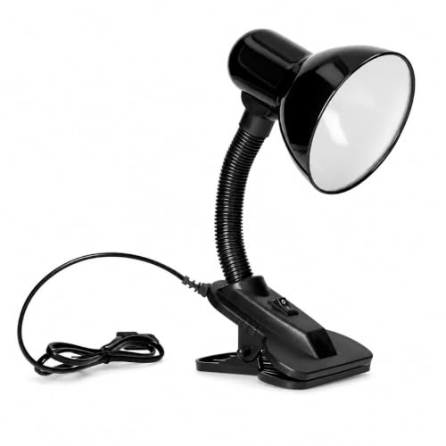 BURAKH Simple Design Study Desk Lamp Flexible Neck E27 40W Table Lamp Without Bulb for Studying Book Reading - Desk Light Toggle Switch-Home Light (Black-Style 2)