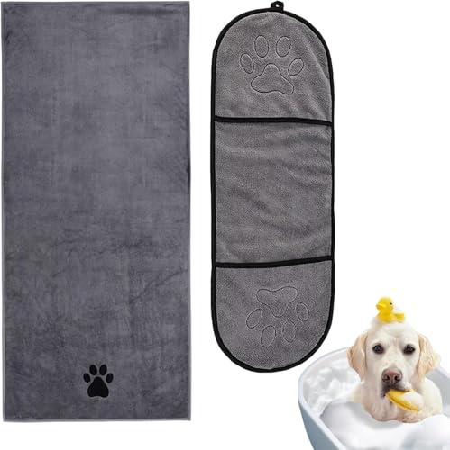 RNXSIB 2 Stück Hundehandtuch, Großer Hunde Handtuch, Extra Saugfähig, Schnelltrocknend, Weich, Extra Groß, Sehr Weich und Langlebig, Geeignet für Alle Hunde- und Katzengrößen