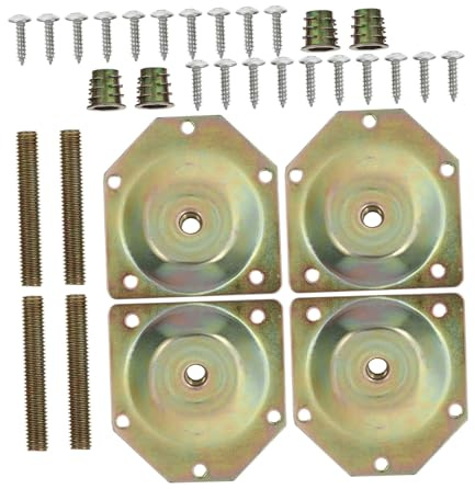 COLLBATH 4 Stück Teiliges Möbelbeinbefestigungsplatten Abgewinkelt mit Schrauben Metall Möbelbeinverbinder für Sofa Tisch Ottomane Einfache Montage Kompatibel mit Holz Metallfüßen