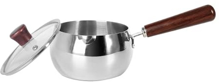 IMEEA Edelstahl Milchtopf mit Deckel 1200 ml Butterwärmer 3-schichtiger Sandwichboden Türkischer Kaffeetopf Induktionsgeeignet für 2–3 Personen