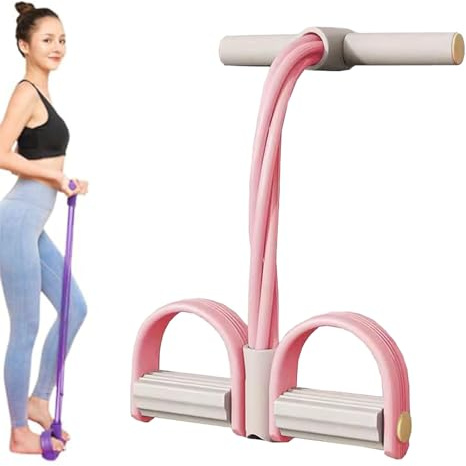 Fußzugband 6 Röhren-Fitness Widerstandsbänder – Bauchtrainer & Flexibilitätstraining für Anfänger – Yoga Zubehör für Bein- & Armübungen, Heimfitnessgeräte für Frauen/Männer (Rosa)