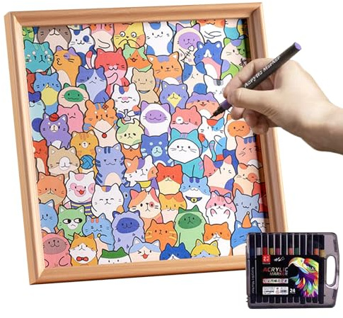 Puzzles – Chats Décoratifs En Bois Peindre À La Main Avec Cadre Photo, Ensemble D'activités Artisanales, D'art Interactif, Conception De Puzzle De Collection | Pour Hommes Femmes Filles Giova