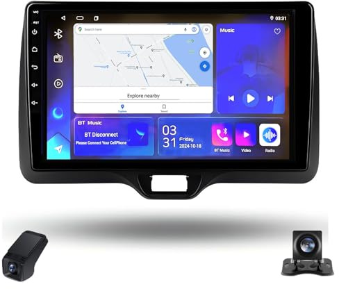 Estéreo para Toyota Yaris Vios 2020-2023 con Android 14 Pantalla táctil de 4 núcleos Radio de 9 Pulgadas CarPlay inalámbrico Android Auto SWC WiFi GPS Bluetooth FM DVR ADAS cámara de visión Trasera