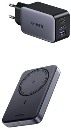 UGREEN Nexode 65W Caricatore USB C + Nexode Power Bank Magnetico 10000mAh