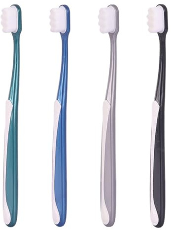 TOPPERFUN Cepillo de Dientes Manual Grande para Adultos 4 Piezas, Cerdas Suaves Flexibles, Limpieza Dental Eficaz, Herramienta Práctica para Eliminar Sarro, Cuidado Bucal Color Aleatorio