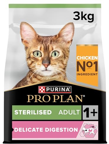 PURINA PRO PLAN | Adult DELICATE DIGESTION | Aliment Complet pour Chat Adulte Stérilisé | Favorise un système digestif sain | Croquettes | Au Poulet | Sac 3 Kg