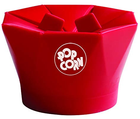 Chef'n PopTop Microwave Popcorn Maker, Silicone, Red