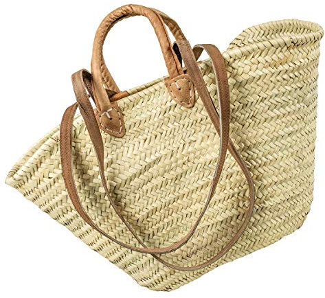 LaFiore24 Einkaufskorb Schulter Tasche Palmblatt Shopper Damen Henkeltasche Natur Natur