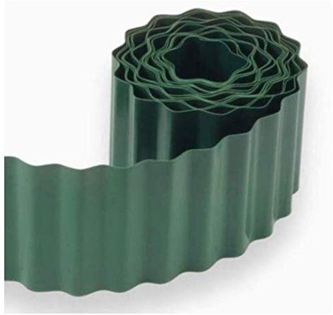 garden mile 4 x Rollen 15 cm x 9 m starke, grüne Rasenkante für Gras, Beete, Steine aus flexiblem Kunststoff (4 x Rollen)