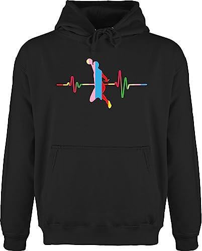 Hoodie Herren Pullover Männer - EM 2026 Trikot Ersatz - Bunter Herzschlag Handball Mann - 5XL - Schwarz - langer arm handballer pulli hanball kapuzenpulli halbball handball. handball, beachhandball