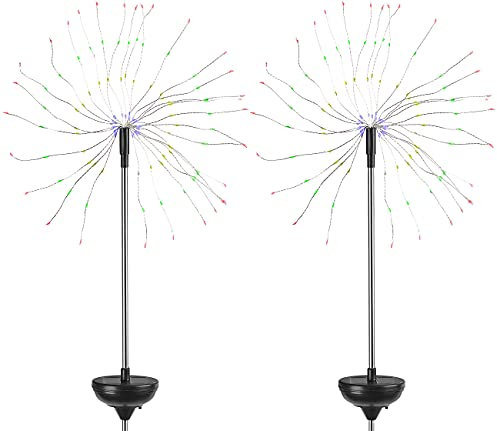 Lunartec Feuerwerk-Solarleuchte: 2er-Set Garten-Solar-Lichtdekos mit Feuerwerk-Effekt, 120 LEDs, IP44 (Solar-Lichtdeko, Gartendeko)