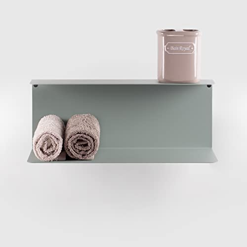 D-Segno Forty. Mensoletta bagno. Mensola porta oggetti bagno design. Mensola da muro design piccola e funzionale. P16.3 x L40/60 x H15.5 cm. Prodotto 100% Made in Italy (40 cm, Verde Eucalipto)