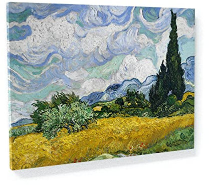 Van Gogh, Weizenfeld mit Zypressen 1889, Kunstdruck, Heimdekoration, Wandkunst, Poster, Gemälde, Reproduktion, Medium, 61 x 45,7 cm