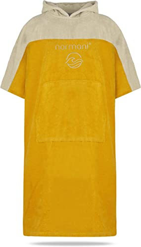 normani Badeponcho für Erwachsene aus Bio-Baumwolle - Strandponcho Surfer-Poncho mit Kapuze - Strand Umziehhilfe für Herren und Damen