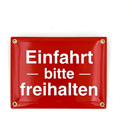 Sosenco Einfahrt bitte freihalten Schild – 15x20 cm – Keramik Emaille – Wetterfest – Blechschild – Emailschild – Parken verboten (Rot)