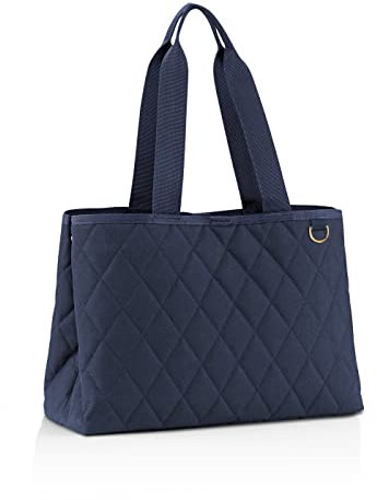 reisenthel classic shopper L rhombus midnight gold – Geräumige Shopping Bag und edle Handtasche in einem – Aus wasserabweisendem Material