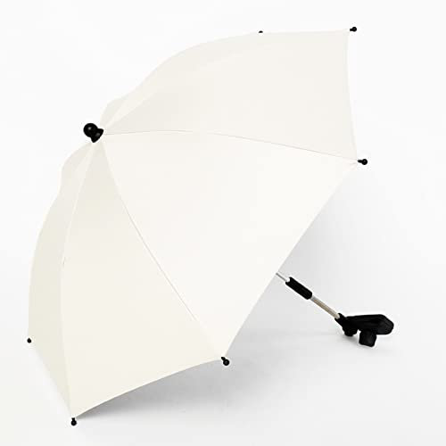 JIEXUHDE Kinderwagen-Sonnenschirm, universeller Kinderwagen-Regenschirm, UV-Schirm, für Kinderwagen, Kinderwagen und Buggy, Kinderwagen-Sonnenschutz mit Regenschirmgriff, 75 cm Durchmesser (Weiß)