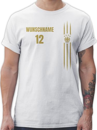 T-Shirt Herren - 2026 Fussball WM Fanartikel - Deutschland Name und Nummer - S - Weiß - Deutschland- Trikot em Tshirt 2024 fußball Germany Shirt personalisierbar fußball-Fanartikel fußball.
