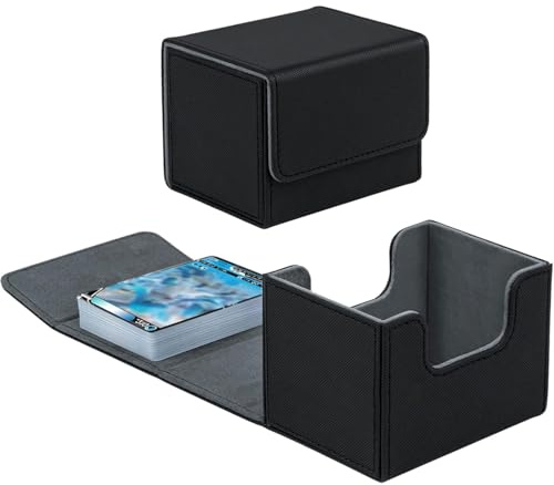 Tolesum Card Deck Box for MTG, Gathering Kartenbox für 100+ Karten, PU Leder Starkes Magnetic Sammelkarten Box Kompatibel Magic Commander TCG Karten (Horizontal-Schwarz)