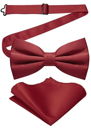 JEMYGINS Herren-Set aus Solider Mattierter Bifold-Fliege mit Einstecktuch