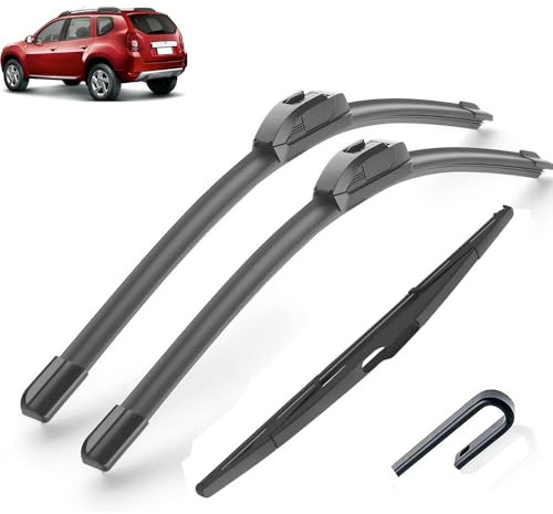 Compatible with Dacia Renault Duster MK1 2014-2017 Front Rear Wiper Blades Brushes Cutter Accessories J Hook 2014 2015 2016 2017