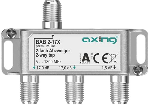 Axing BAB 2-17X 2-Fach Abzweiger 17 dB 5-1800 MHz TV Data Internet Kabelfernsehen