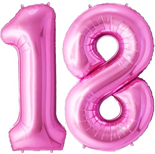 FUNFEST Ballons 18 oder 81 Jahre Rosa Riesig 100cm