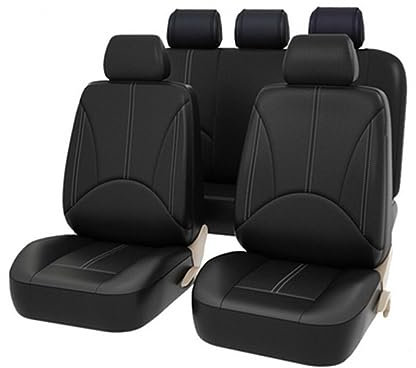 Supvox 9stücke Pu Leder Autositzbezug Set Teiliges Set Für Vordersitze Rücksitze Abnehmbar Und Waschbar Elegantes Design Geeignet Für Viele Automodelle Farbe Schwarz