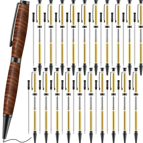 Colarr 20 Pcs 7mm Slimline Twist Pen Kit with Refill Wood, Black
