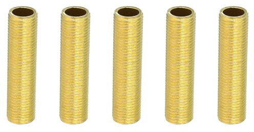 PATIKIL M10 Fine Thread Lamp Pipe, 5 Pack 40mm Threaded Hollow Tube Adapter Brass Coupler Connector Pipe Fitting