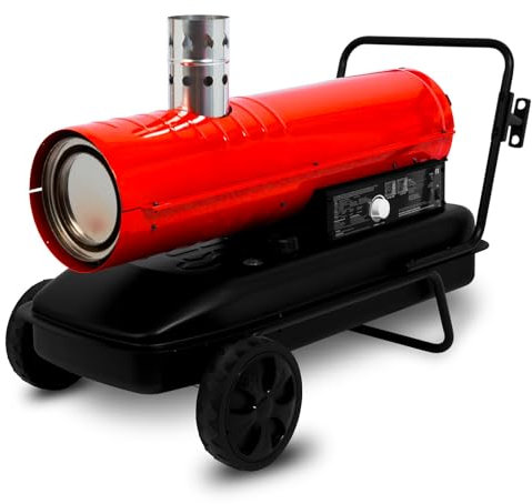 EBERTH Heizkanone 30 kW Indirekt, Heizgebläse Diesel/Öl mit Abgasrohr, Thermostat, Luftdurchsatz 1100 m³/h, 38 L Tank, Ölheizgebläse mit Überhitzungsschutz, Flammensicherung, Ölheizung, Dieselkanone